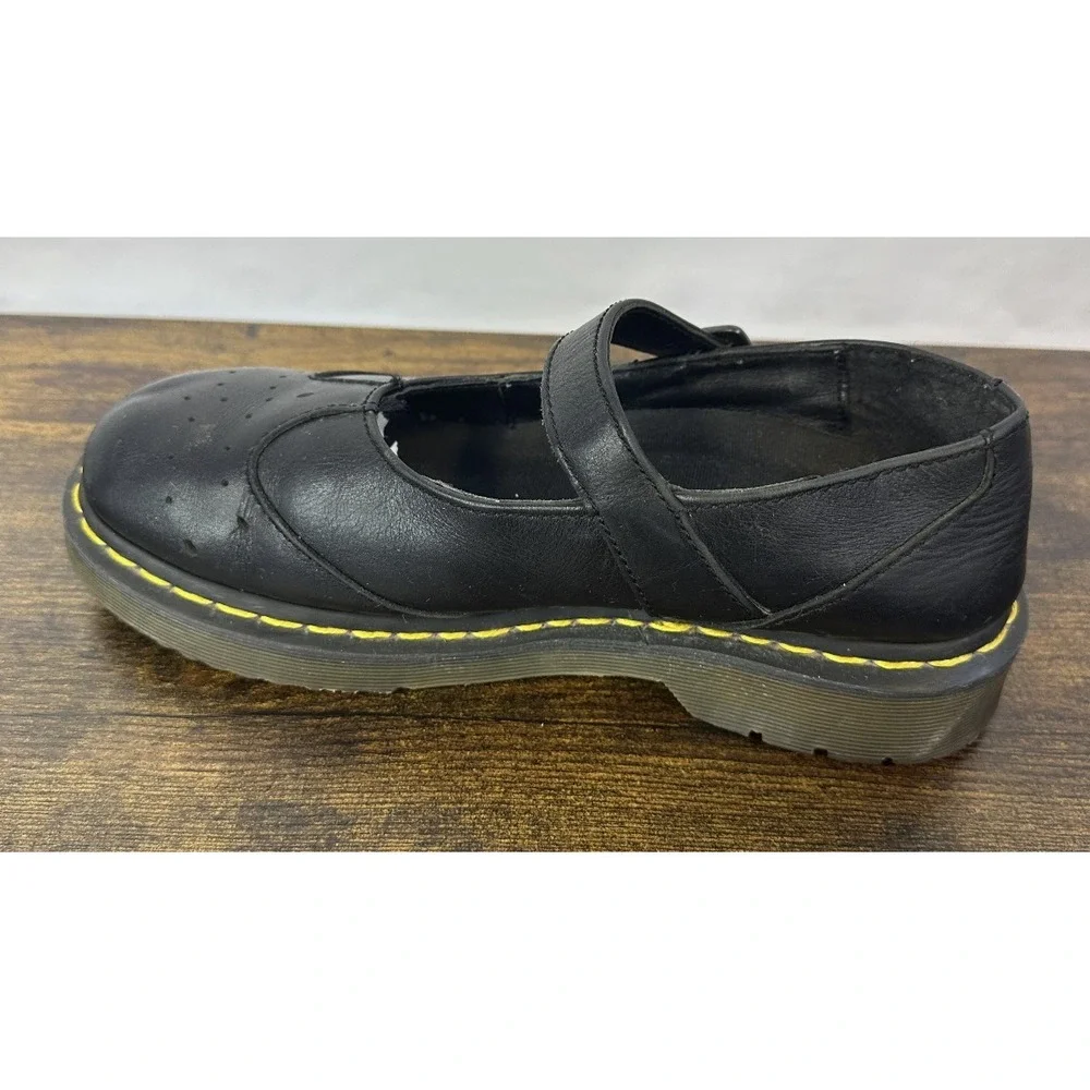 Dr. Martens Black Leather Mary Jane Flats Buckle T-Strap US Size 9 Goth Punk Y2k - Picture 3 of 14